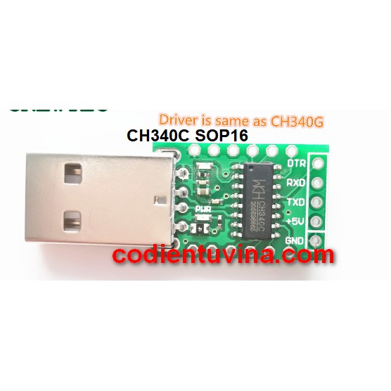 Mạch CH340 C SOP16 USB TO TTL (Driver giống như CH340G) và Mạch CH340 E MSOP10 USB to TTL