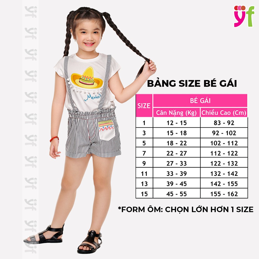 Quần Short YF dạng yếm sọc, có dây đeo vai, vải cotton mềm mỏng 8QX008