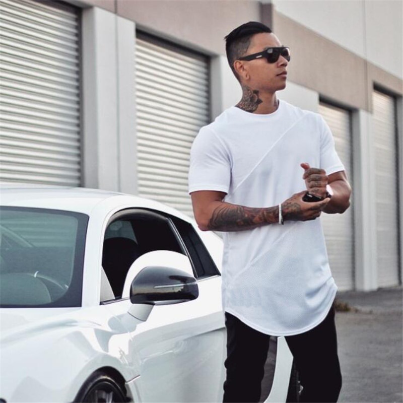 Áo thun cotton ngắn tay phối lưới size lớn cho nam tập thể hình