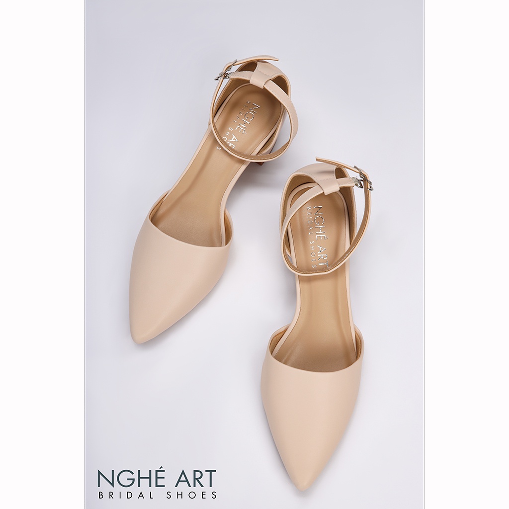 Giày cưới Nghé Art basic quai hậu 9 phân 340 nude