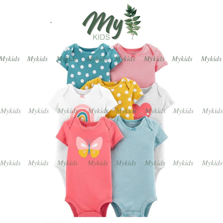 Set 5 bộ bodysuit xuất dư cho bé, bộ liền quần cotton trẻ em