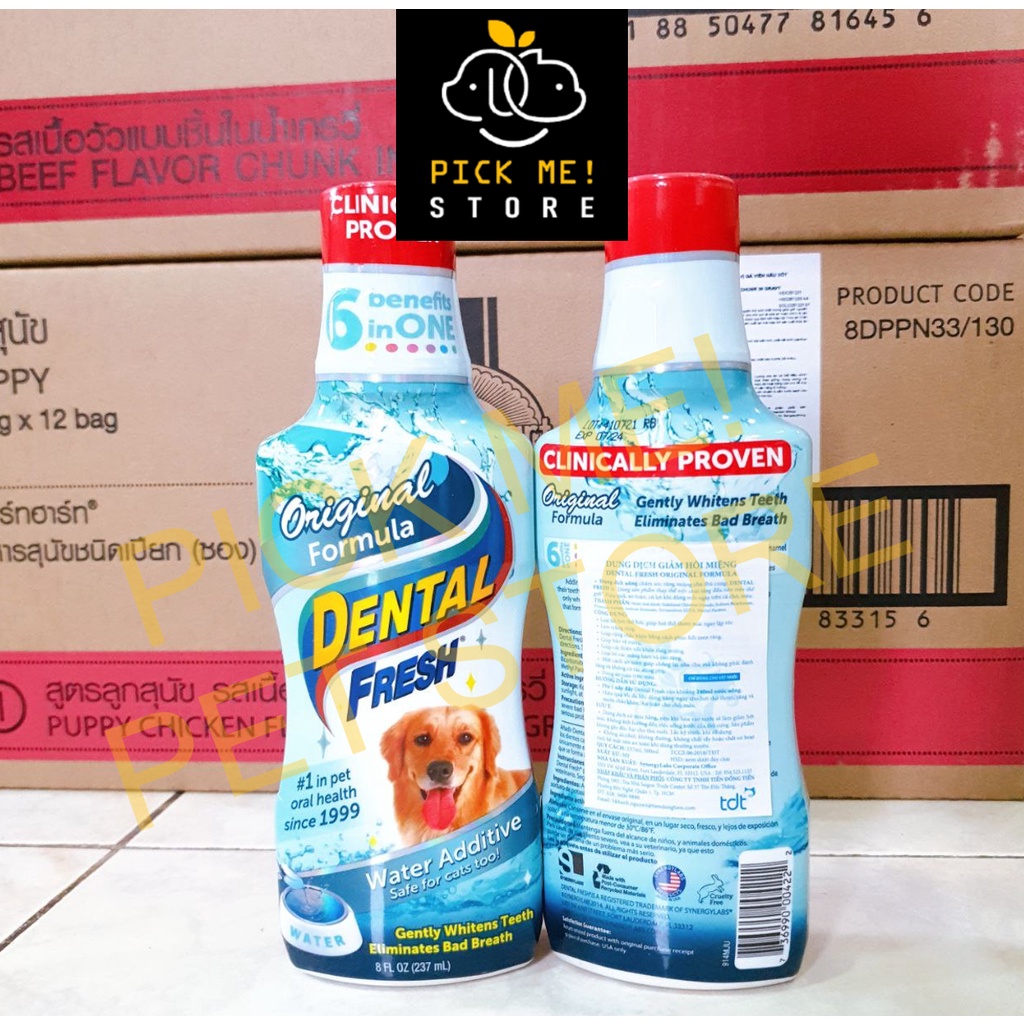 Dental Fresh 237ml - Nước Uống Thơm Miệng, Trắng Răng, Sạch Mảng Bám Nhập Mỹ Cho Chó Mèo