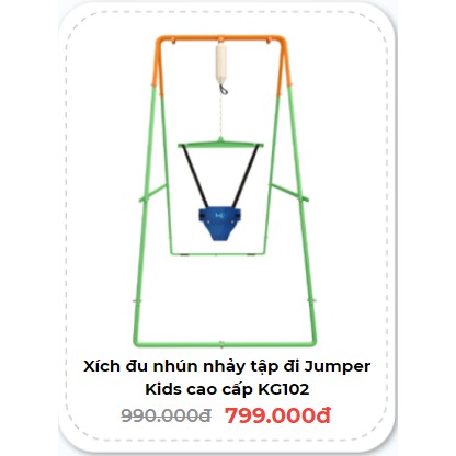 [Voucher mua hàng 100k] Khung mới JPK102 Xích đu nhún nhảy với đai tập đi cho bé Jumper Kids ( có khung trắng và màu )