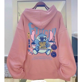 Áo khoác nỉ kiểu hoddie có mũ in hình stitch đáng yêu TTSLA0512