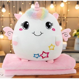 Gối mền Kì Lân tóc mây-Gấu bông Kì Lân có Chăn 2in1