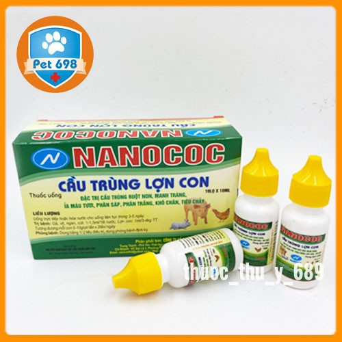 NANOCOC 10ml-NANOVET chữa bệnh đường ruột Chó, thỏ, gia cầm PET-698