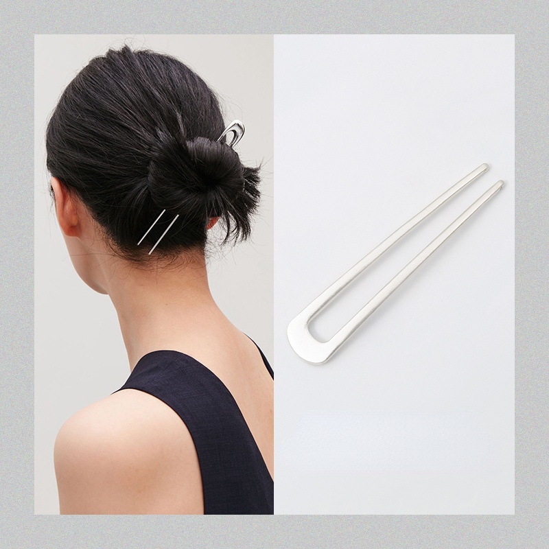 Kẹp tóc kim loại hình chữ U đơn giản thời trang