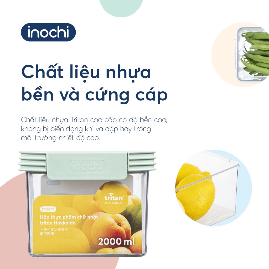 Hộp đựng thực phẩm tritan chữ nhật Hokkaido 500-1000-2000-3500-5000ML - Giao màu ngẫu nhiên
