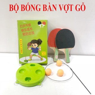 Bộ bóng bàn 2 vợt gỗ, luyện kỹ năng/tập khả năng phản xạ, luyện mắt cho bé, chơi trong nhà hoặc ngoài trời [BÓNG BÀN]