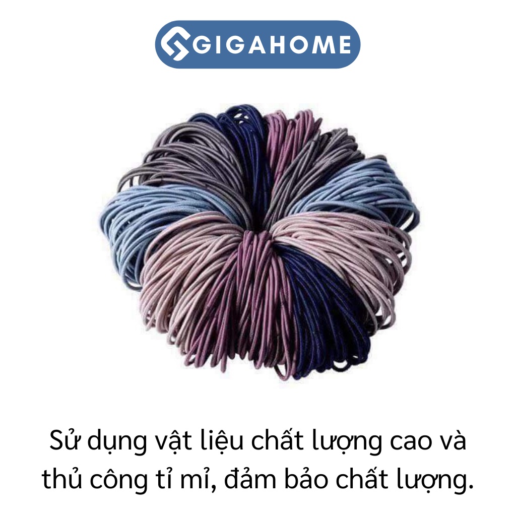 Set 100 Dây Thun Buộc Tóc Trơn GIGAHOME Kèm Túi Zip Tiện Lợi 4636