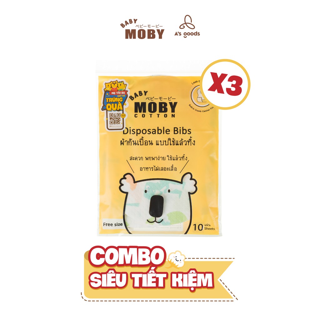 03 Yếm giấy chống thấm Moby (10 chiếc/ gói)