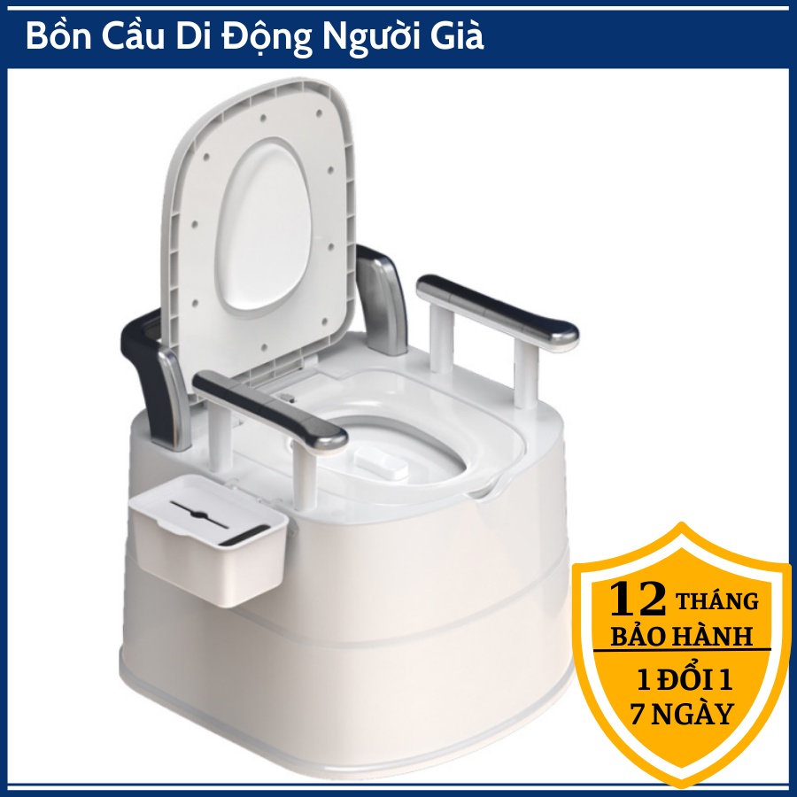 (Bảo Hành 1Năm) Bồn cầu di đông cho người già - Tolet bồn cầu cho người ốm, người già có tựa lưng ,tay vịn chắc chắn