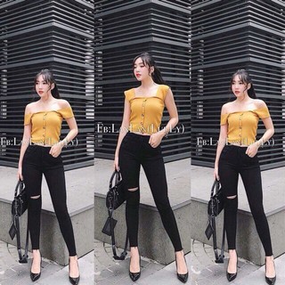 Quần jeans đen đủ 4 mẫu rách