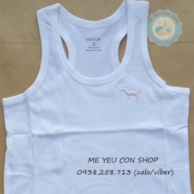 Áo ba lỗ cotton trắng thêu hình cho bé trai - MIATOP