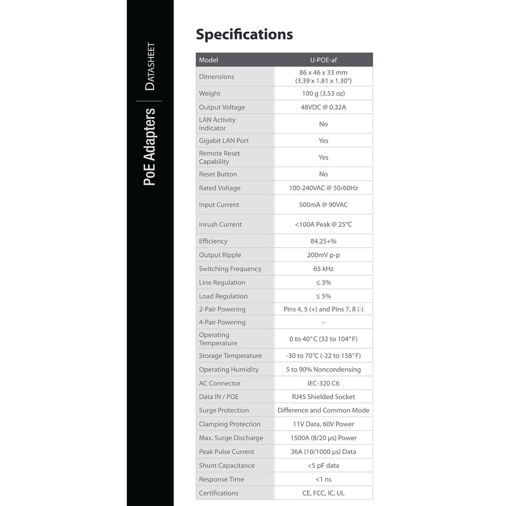 [Mã SKAMLTB1110 giảm 20K đơn 0Đ] PoE Adapter Ubiquiti cổng Gigabit 48V0.32A mã UPOEaf