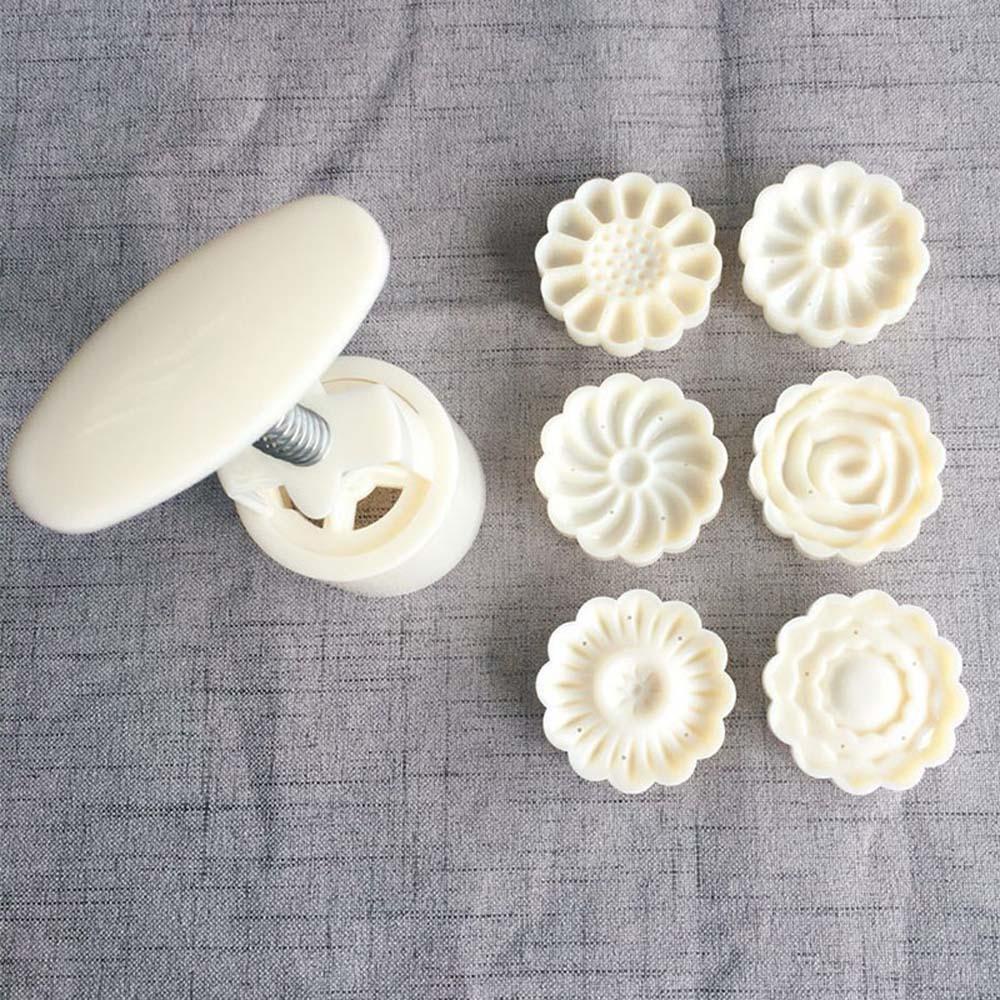 AUGUSTINA Khuôn Làm Bánh Trung Thu 1 / 6 Con Dấu Hình Hoa 3D Truyền Thống