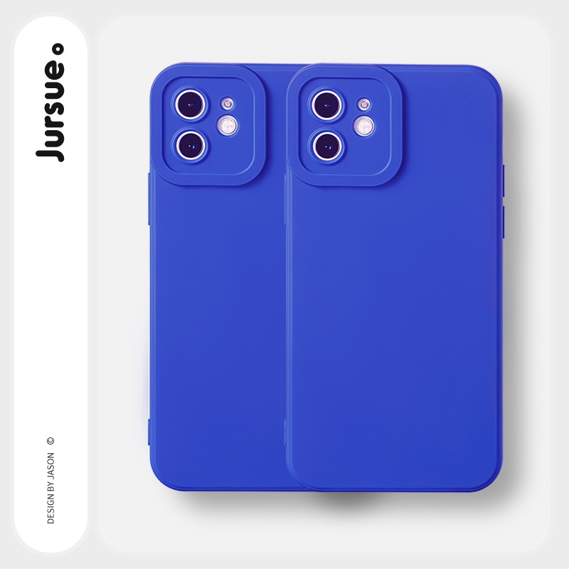 Ốp điện thoại JURSUE viền vuông màu xanh thích hợp cho iPhone 14 13 12 11 ProMax SE 2020 X XR XS 8 7 ip 6S 6 Plus YCS11