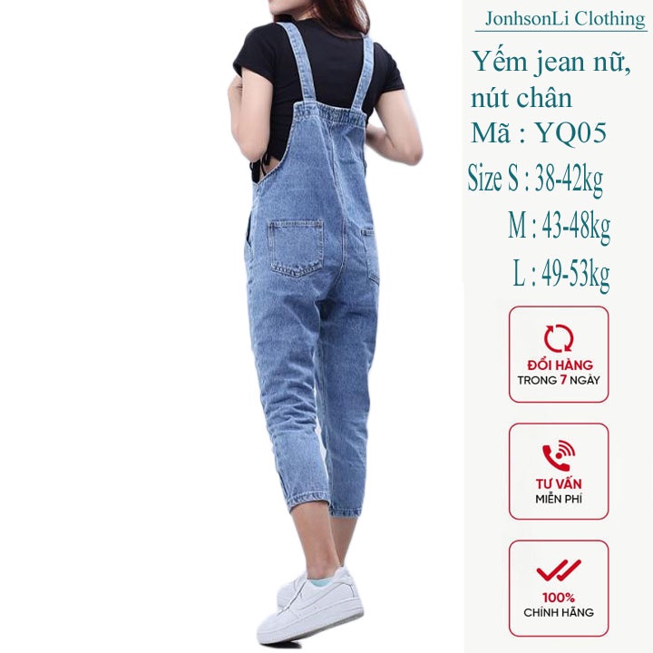 Yếm jean dài nữ trơn JL JohnsonLi , phong cách ulzzang hàn quốc J01