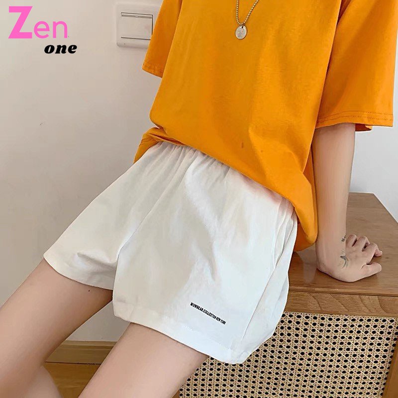 Quần đùi nữ ZenOne quần short kiểu sporty thêu chữ chất thể thao hàng đẹp, cạp chạy kansai siêu xinh