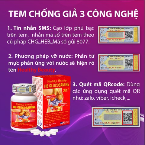 Viên uống bổ khớp chính hãng HB Glucosamine sulfate 3In1 lọ 60 viên - phuocthien