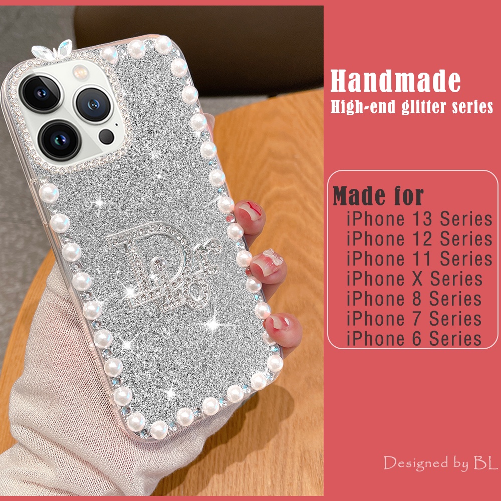 Ốp Điện Thoại Đính Đá Và Ngọc Trai Giả Cho iPhone 14 13 Pro Max 12 Pro Max 11 Pro Max 13 12 mini XS Max XR 7 8 6 6S Plus
