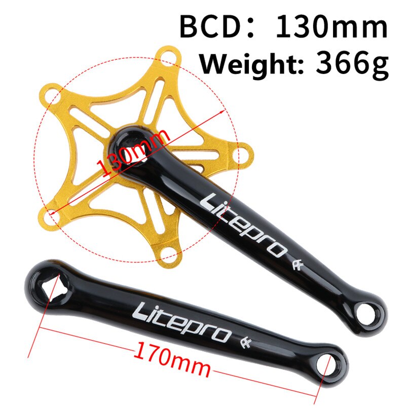 Líp xe đạp Litepro 130BCD 366g lỗ vuông bằng hợp kim nhôm siêu nhẹ chất lượng cao