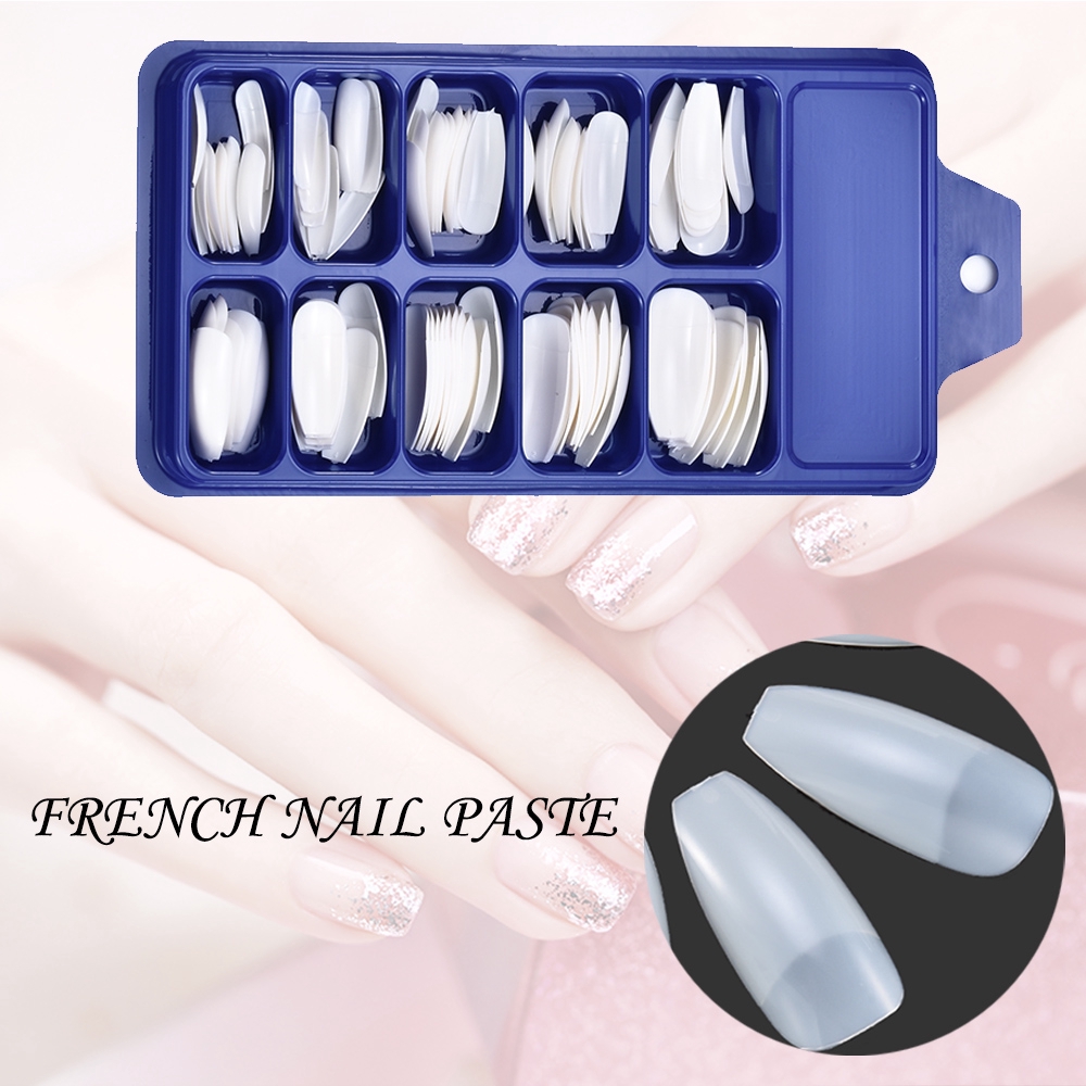 Bộ 100 móng tay giả dáng dài màu tự nhiên