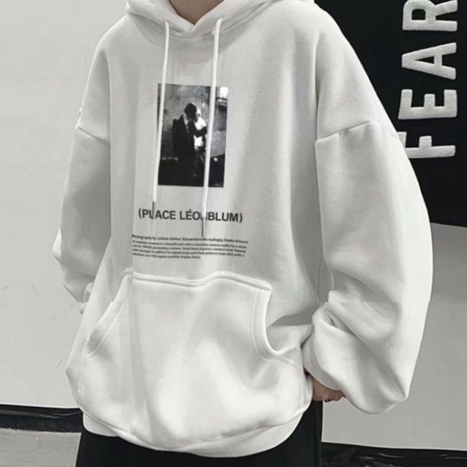 Áo hoodie tay dài dáng rộng thời trang năng động cho nam