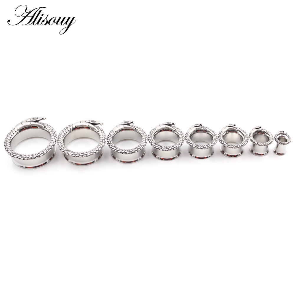 Alisouy Set 2 Khuyên Nong Tai Hình Đầu Rắn Bằng Thép Không Gỉ 6-25mm