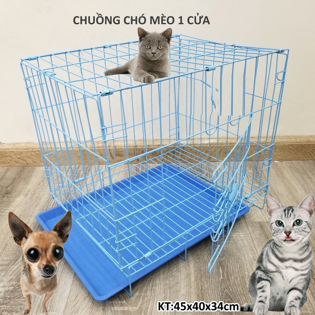 Chuồng nuôi chó mèo dưới 5kg dạng lồng gấp gọn sơn tĩnh điện Màu ngẫu nhiên SD45 SD35 sd50