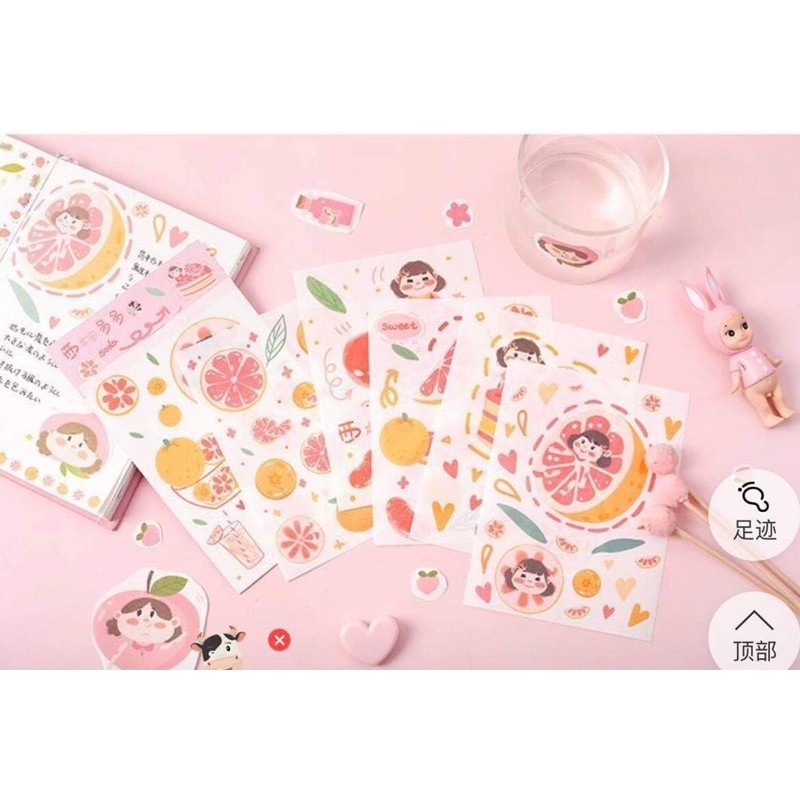 Sticker dán Cô bé ham ăn quà vặt