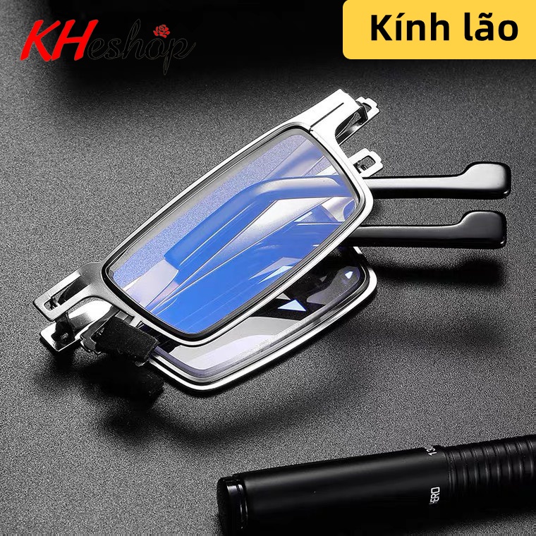Kính lão- làng chống ánh sáng xanh bảo vệ mắt, Gập nhỏ gọn kèm túi Kim loại siêu nhẹ mã Y827