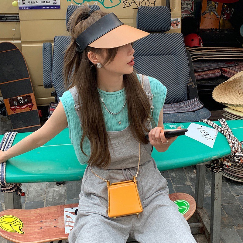 Áo Croptop Dệt Kim Không Tay Màu Sắc Đơn Giản Dành Cho Nữ