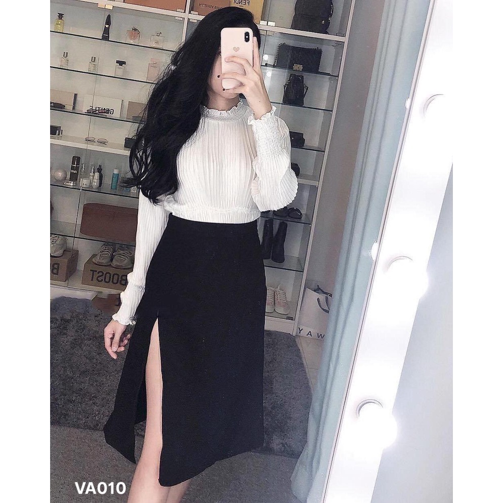 (Mẫu mới- Freeship) Chân váy đen dài xẻ_VA010