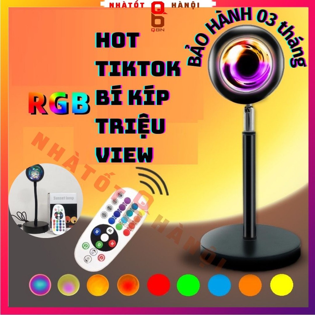 Đèn sunset lamp , Đèn led đổi màu RGB kèm điều khiển,  Hot tiktok đổi màu hoàng hôn, cầu vồng , Bảo hành 03 tháng