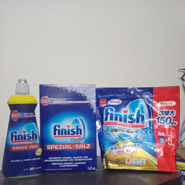 Combo viên rửa bát Finish 100 viên + bong Finish 400ml + muối Finish 1.2kg bộ sản phẩm dùng cho máy rửa chén