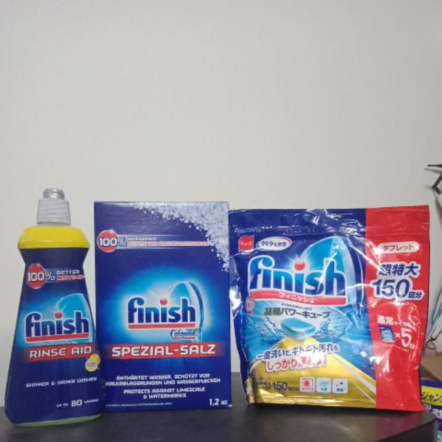 Combo viên rửa bát Finish 100 viên + bong Finish 400ml + muối Finish 1.2kg bộ sản phẩm dùng cho máy rửa chén