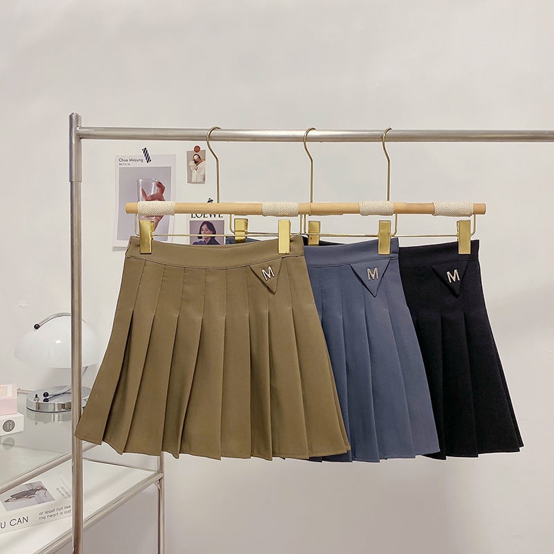 Chân Váy Chữ a Lưng Cao Xếp Ly Thời Trang Thu Đông Phong Cách Hàn Quốc