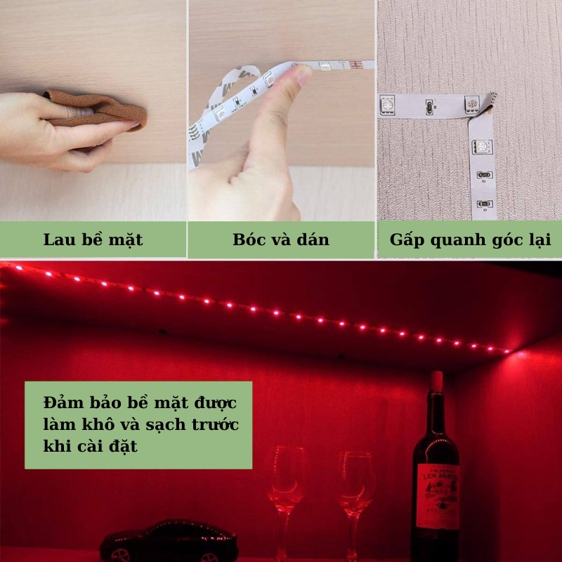 Đèn led tiktok - Đèn led trang trí phòng ngủ, nhà cửa RGB dài 5m kèm Remote + Adapter 12V + Sạc