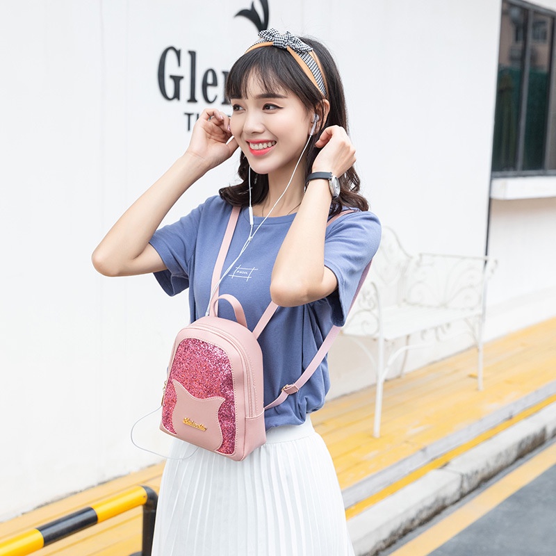 Balo Đeo Vai Đính Kim Tuyến Lấp Lánh Phong Cách Hàn Quốc Cho Nữ