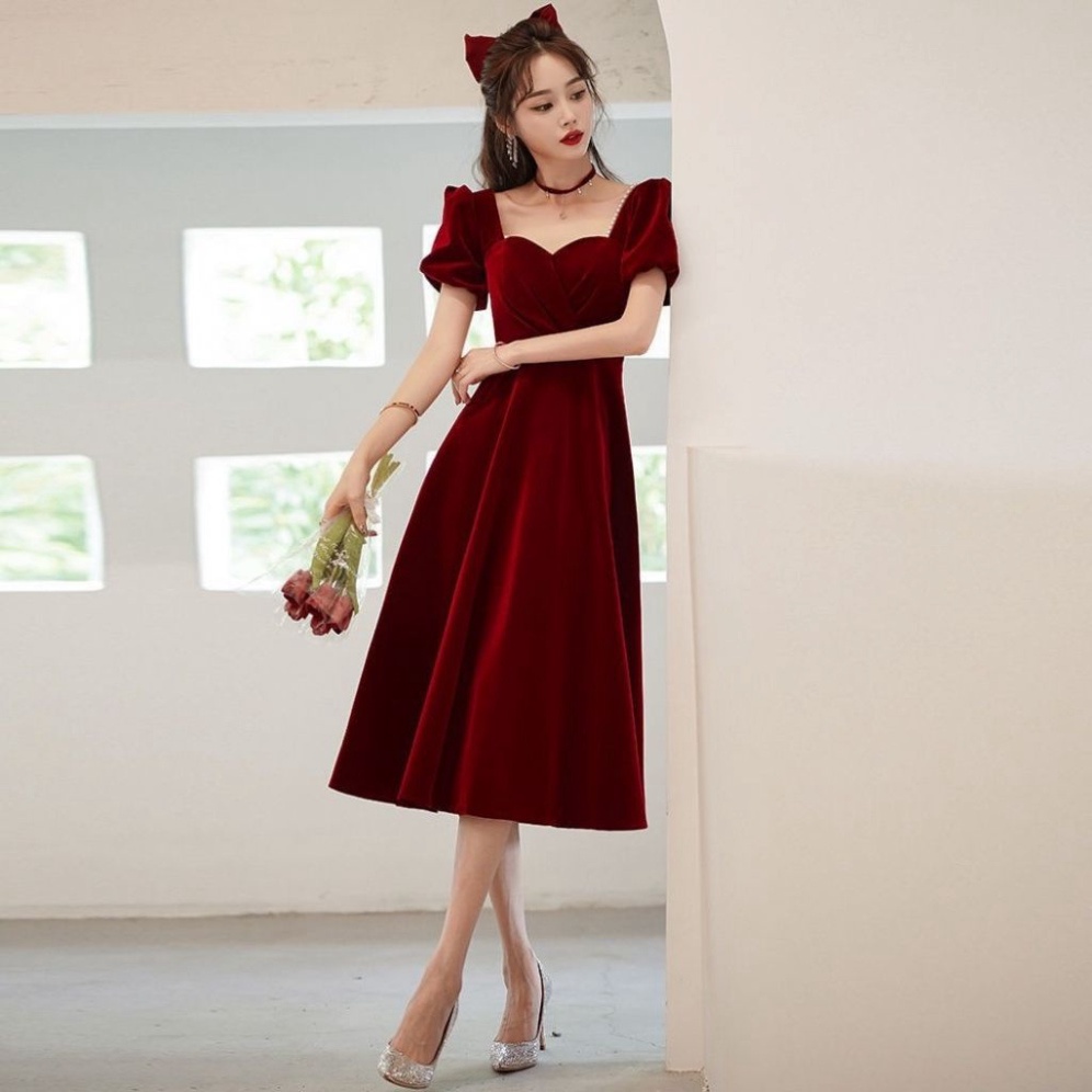 Váy nữ thiết kế dáng suông dài dự tiệc sang trọng trẻ trung chất nhung cao cấp HN Clothing | WebRaoVat - webraovat.net.vn