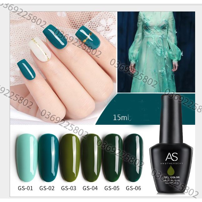 Set sơn gel AS xanh Misty Forest 6 màu GS