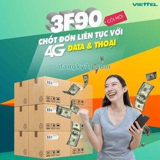 Sim Viettel 3F90 - trọn gói 3 tháng - miễn phí gọi và data - gia hạn sau 90 ngày