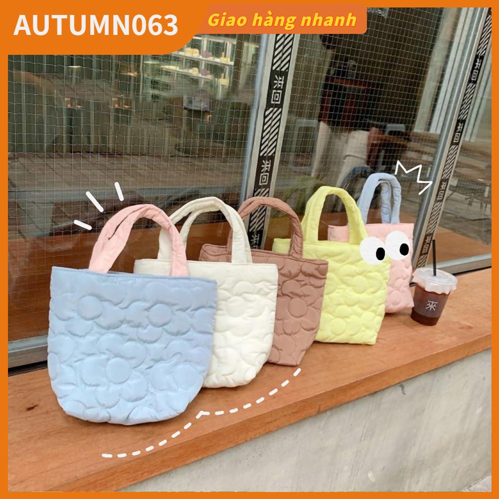 Túi tote nữ Hoa văn Polyester Túi xách thanh lịch dễ thương cho Hộp ăn trưa Thức ăn nhẹ Chai cho ăn Autumn063