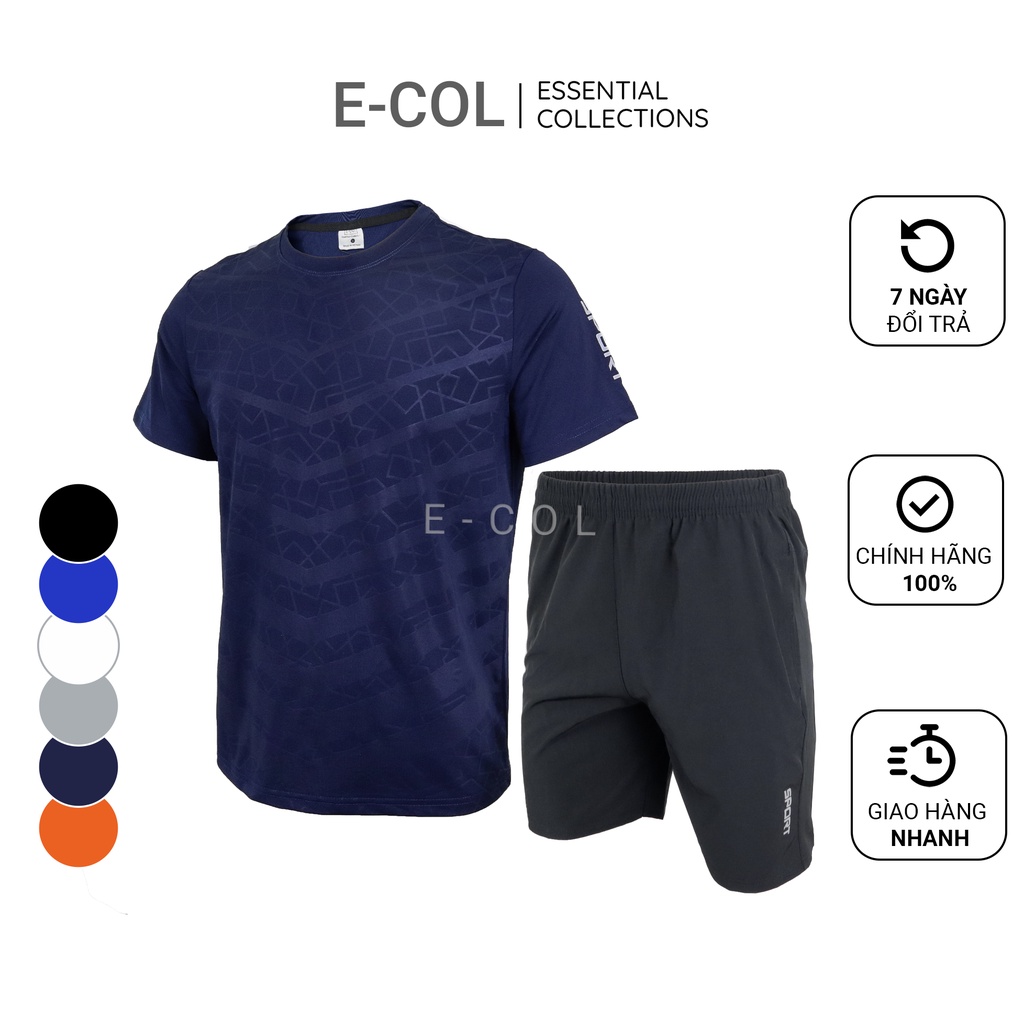 Bộ thể thao nam thun lạnh Sport E-COL mặc mát co giãn thấm mồ hôi ép vân 3D