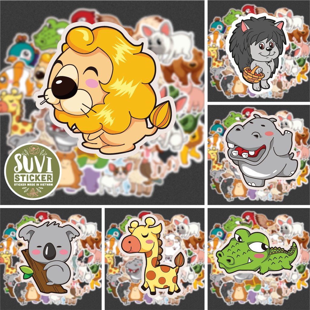 50 Sticker Động Vật Animal chống nước sticker dán laptop, điện thoại, đàn guitar, mũ bảo hiểm. MSP: A14