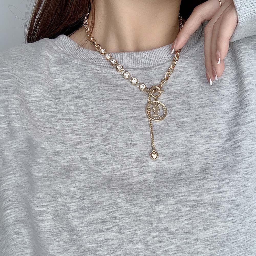 Vòng cổ Mặt Đồng Xu Phong Cách Hàn Quốc Cho Nữ