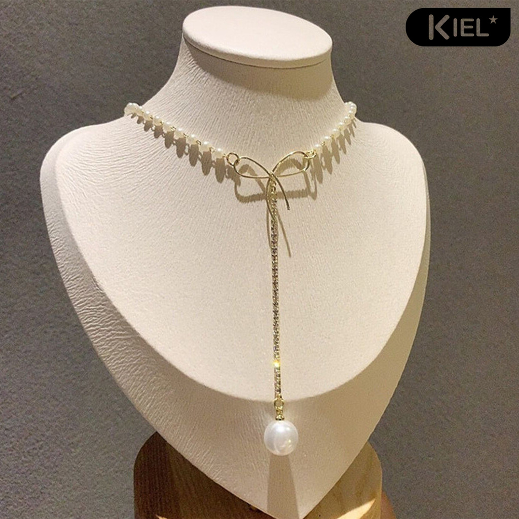 Kiel 💎Necklace Bow-tie Design Easily Match Copper Fashion Faux Pearl Necklace