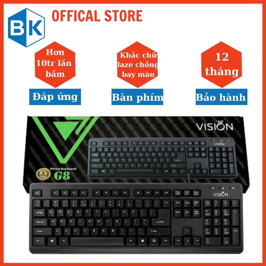 Bàn phím máy tính,Laptop Vision G8 Chuôi cắm USB hỗ trợ máy bàn,laptop và TIVI