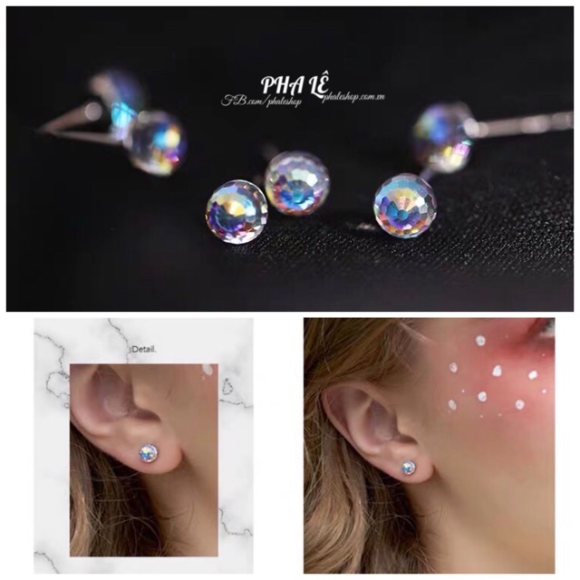 Bông Sát Tai Pha Lê Tròn Dát Nhiễn Được Thiết Kế Từ Pha Lê Swarovski